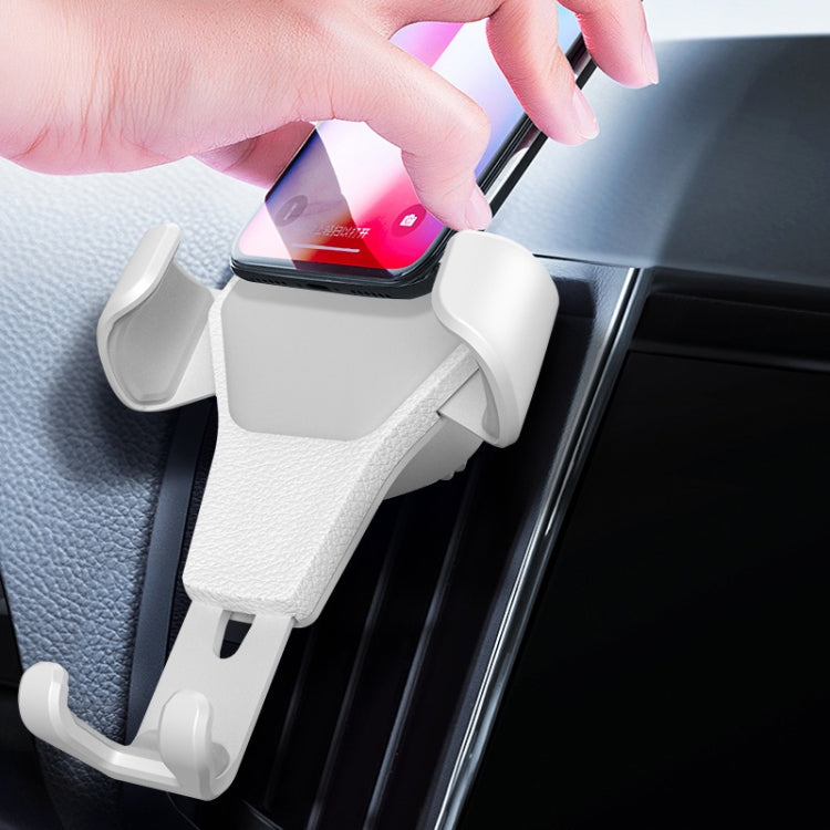 Litchi Texture Gravity Car Mount Phone Holder (White) - Car Holders by PMC TechLife | Online Shopping South Africa | PMC TechLife