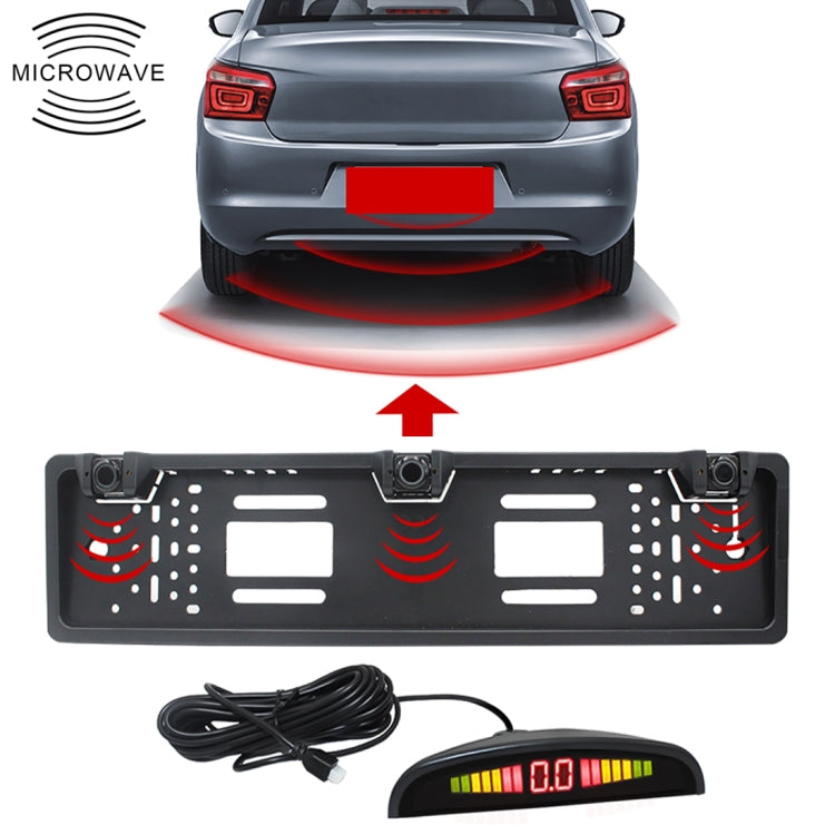 PZ300L Europe Car License Plate Frame Parking Sensors Reversing Radar with 3 Radar Detector - Rear View Cameras by PMC TechLife | Online Shopping South Africa | PMC TechLife