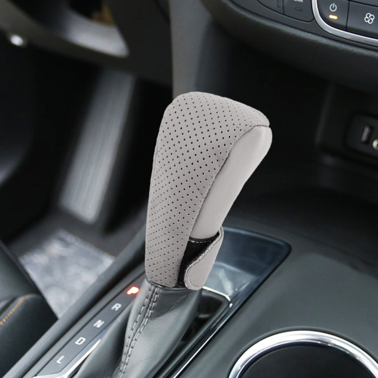 Universal Nonslip Breathable Genuine Leather Car Gear Shift Knob Cover(Grey) - free shipping - PMC TechLife - Order now!