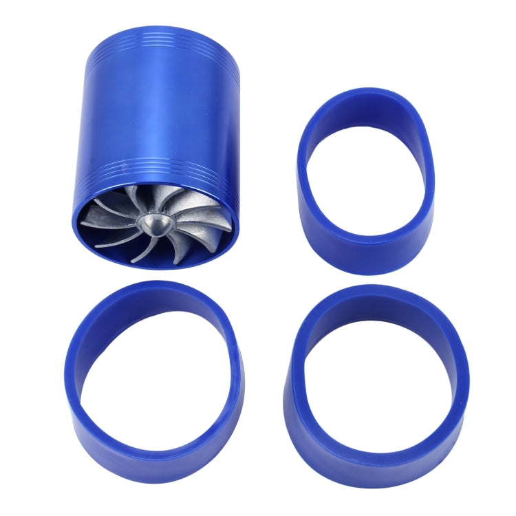 F1-Z Car Stainless Universal Supercharger Dual Double Turbine Air Intake Fuel Saver Turbo Turboing Charger Fan Set kit(Blue) - Engine Fittings by PMC Jewellery | Online Shopping South Africa | PMC Jewellery | Buy Now Pay Later Mobicred
