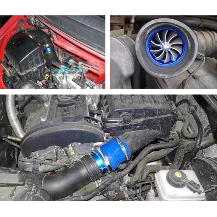 F1-Z Car Stainless Universal Supercharger Dual Double Turbine Air Intake Fuel Saver Turbo Turboing Charger Fan Set kit(Blue) - Engine Fittings by PMC Jewellery | Online Shopping South Africa | PMC Jewellery | Buy Now Pay Later Mobicred