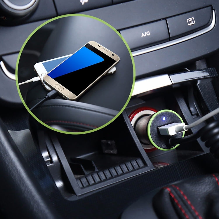 17W 3.4A Mini USB Car Charger with USB-C / Type-C Spring Cable - Car Charger by PMC TechLife | Online Shopping South Africa | PMC TechLife