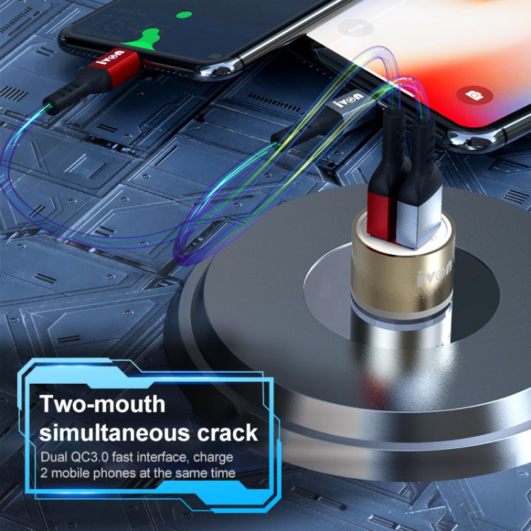 IVON CC33 36W 6A Dual QC 3.0 USB Full Metal Car Charger - Car Charger by IVON | Online Shopping South Africa | PMC TechLife | Buy Now Pay Later Mobicred