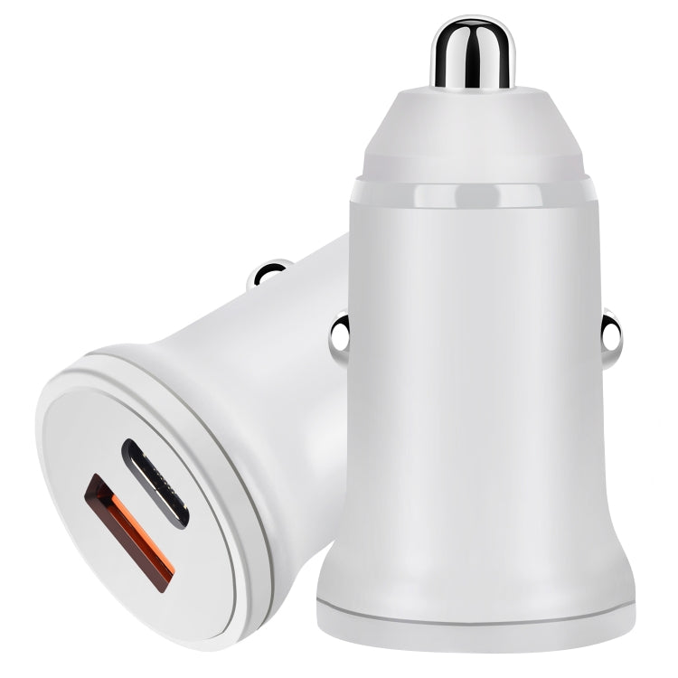 PD 20W USB-C / Type-C + QC 3.0 USB Interface Fast Charging Car Charger (White)