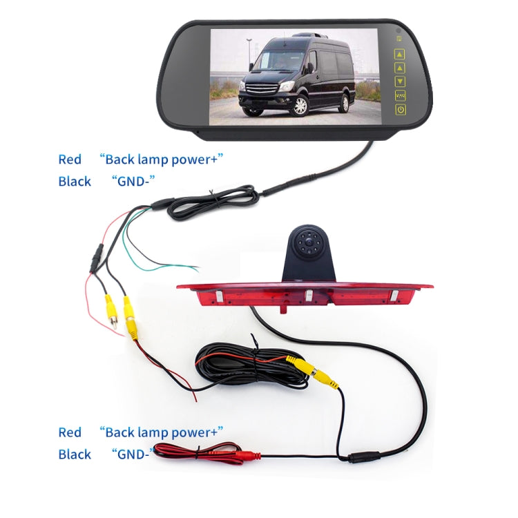 PZ466 Car Water-resistant 170 Degree Brake Light View Camera + 7 inch Rearview Monitor for Ford Transit 2014-2015