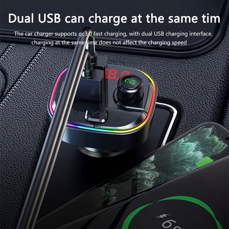 C13 Multifunctional Car Dual USB PD Fast Charger Bluetooth FM Transmitter with Atmosphere Light - free shipping - PMC TechLife - Order now!