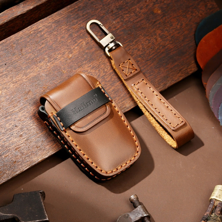 Hallmo Car Cowhide Leather Key Protective Cover Key Case for Toyota Corolla 2018 2-button(Brown)
