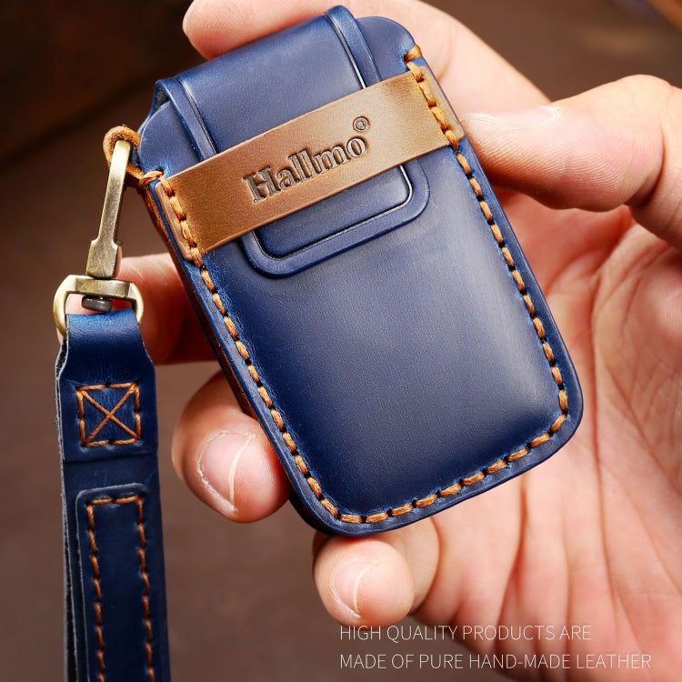 Hallmo Car Cowhide Leather Key Protective Cover Key Case for Land Rover Discovery 5 B Style(Brown)