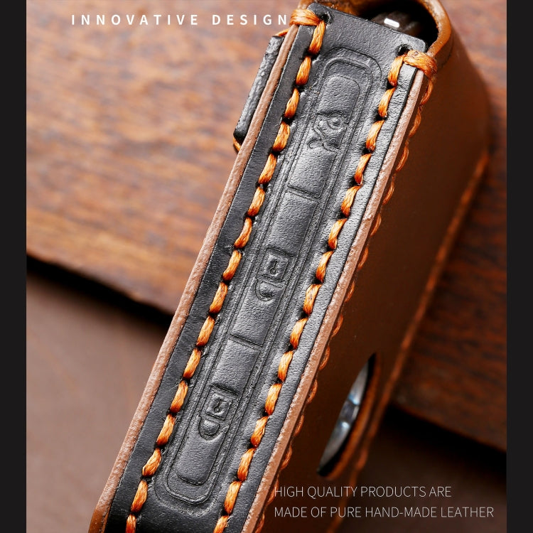Hallmo Car Cowhide Leather Key Protective Cover Key Case for Volvo 5-button(Brown)