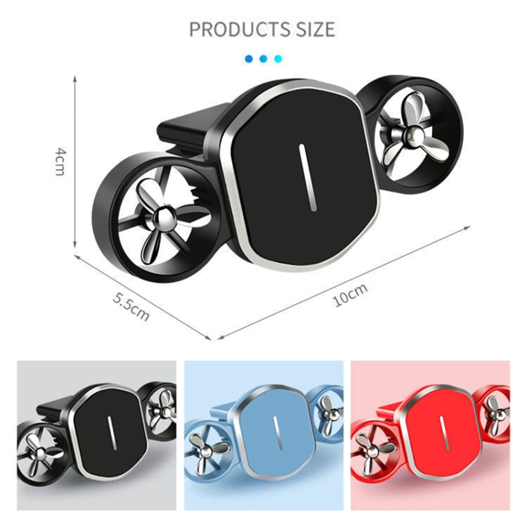 Car Dual-turbo Air Outlet Magnetic Mobile Phone Holder with Aromatherapy (Blue)