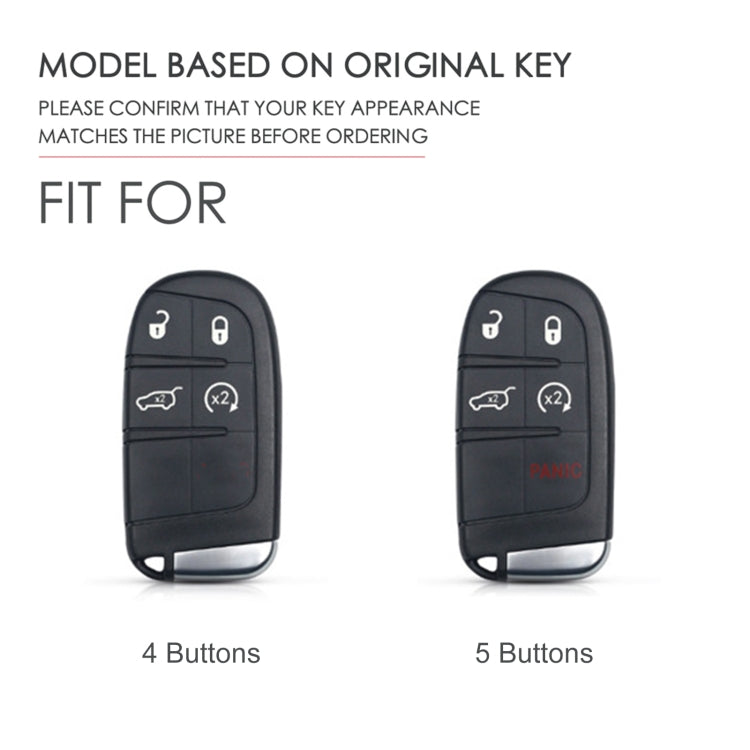 Hallmo Car Genuine Leather Key Protective Cover for Jeep Compass 4-button(Black)