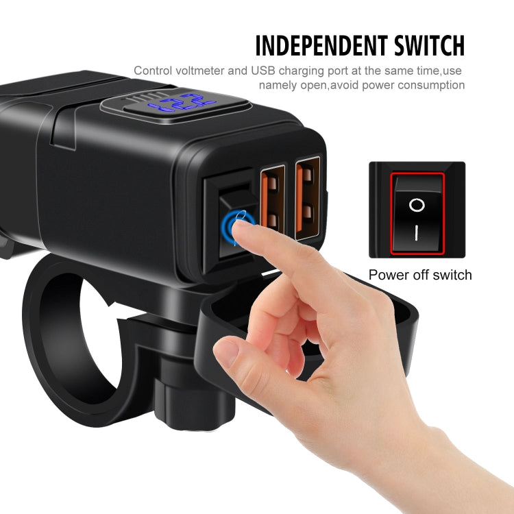 Universal Car Super Quick Dual Port USB Charger Power Outlet Adapter with LED Digital Voltmeter(Blue Light)