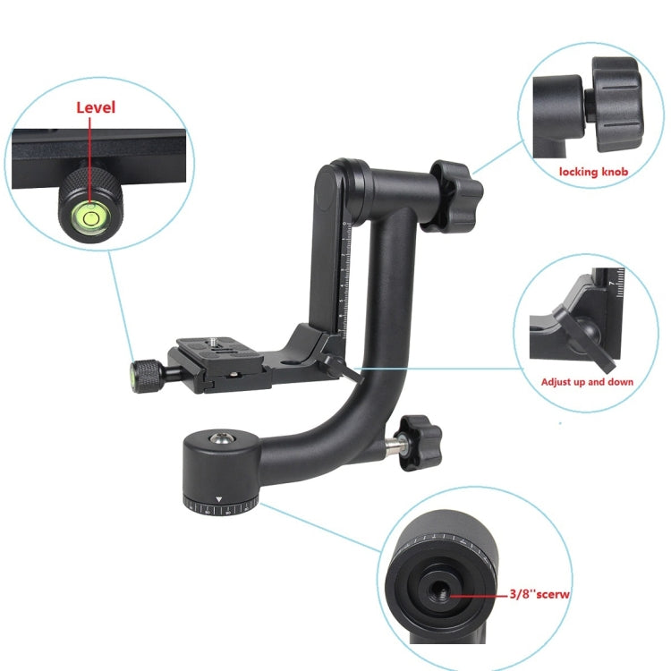 YELANGU Horizontal 360 Degree Gimbal Tripod Head for Home DV and SLR Cameras(Black)