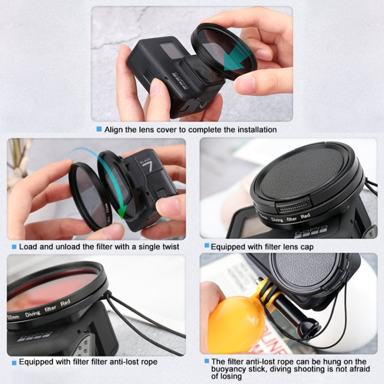 RUIGPRO for GoPro HERO 7/6 /5 Professional 52mm 10X Close-up Lens Filter with Filter Adapter Ring & Lens Cap - Lens Filter by RUIGPRO | Online Shopping South Africa | PMC TechLife | Buy Now Pay Later Mobicred