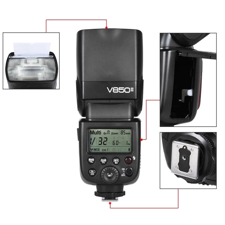 Godox V850II 2.4GHz Wireless 1/8000s HSS Flash Speedlite for Canon / Nikon DSLR Cameras(Black) - free shipping - PMC Jewellery - Order now!