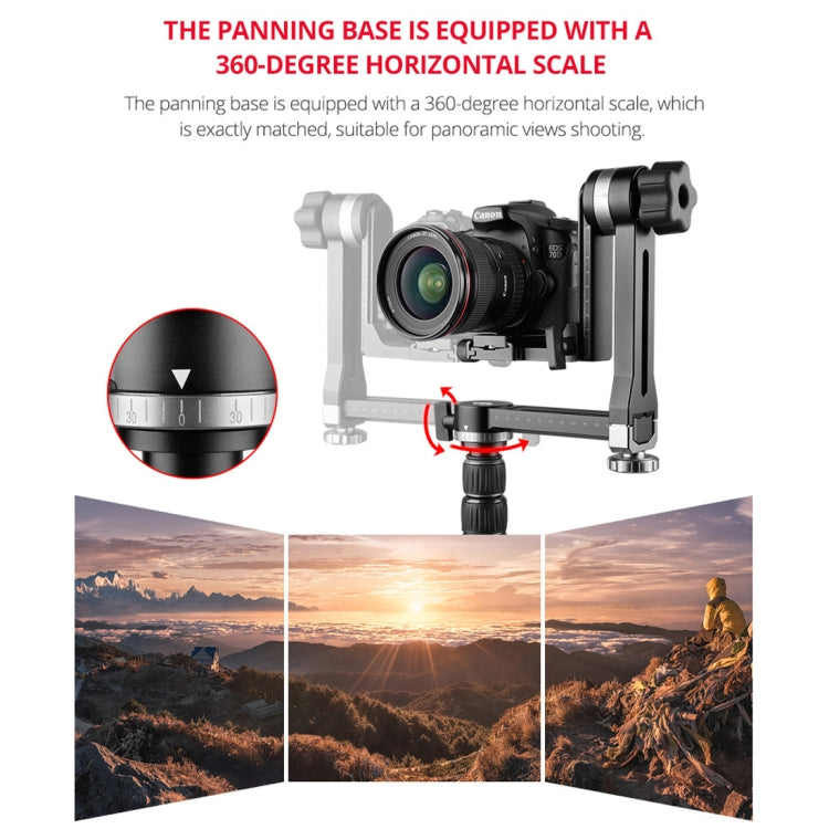 YELANGU A171 YLG0401E-C 360 Degree Rotation Horizontal Cantilever Gimbal Tripod Head for Home DV and SLR Cameras (Black)