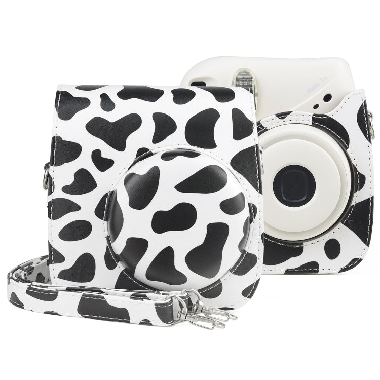 Milk Cow Full Body PU Leather Case Camera Bag with Strap for FUJIFILM instax mini 7+