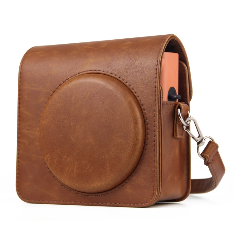 Full Body PU Leather Case Camera Bag with Strap for FUJIFILM instax Square SQ1 (Brown)