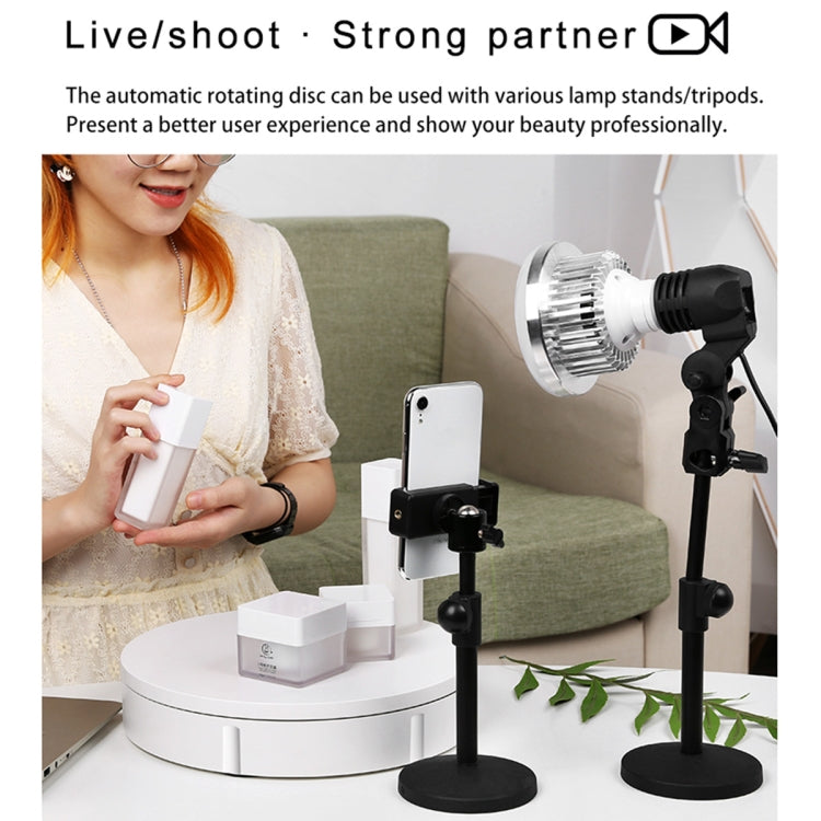 22cm Electric Rotating Display Stand Video Shooting Props Turntable, Load: 50kg, EU Plug (White)