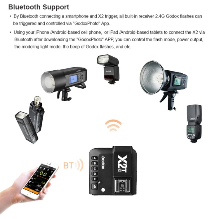 Godox X2T-C E-TTL II Bluetooth Wireless Flash Trigger for Canon (Black) - free shipping - PMC Jewellery - Order now!