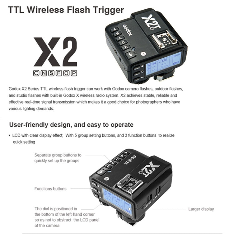 Godox X2T-C E-TTL II Bluetooth Wireless Flash Trigger for Canon (Black) - free shipping - PMC Jewellery - Order now!