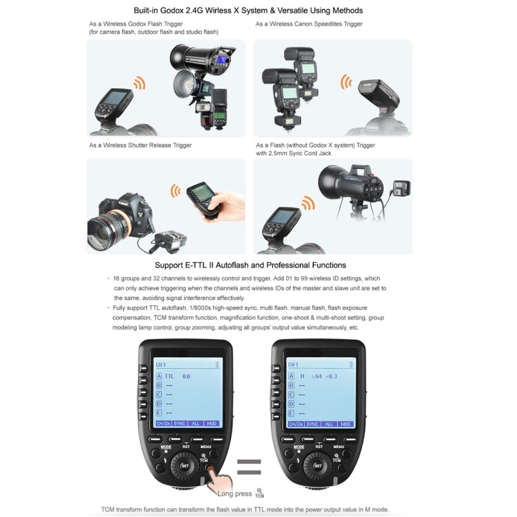 Godox Xpro-C TTL Wireless Flash Trigger for Canon (Black) - free shipping - PMC Jewellery - Order now!