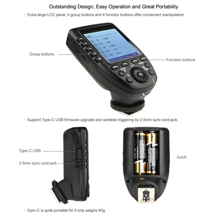 Godox Xpro-C TTL Wireless Flash Trigger for Canon (Black) - free shipping - PMC Jewellery - Order now!