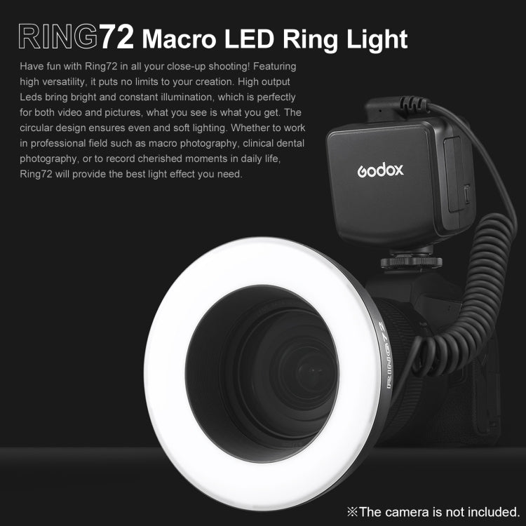 Godox Ring72 Macro Ring 48 LED Flash Light with 8 Different Size Adapter Rings(Black) - free shipping - PMC Jewellery - Order now!
