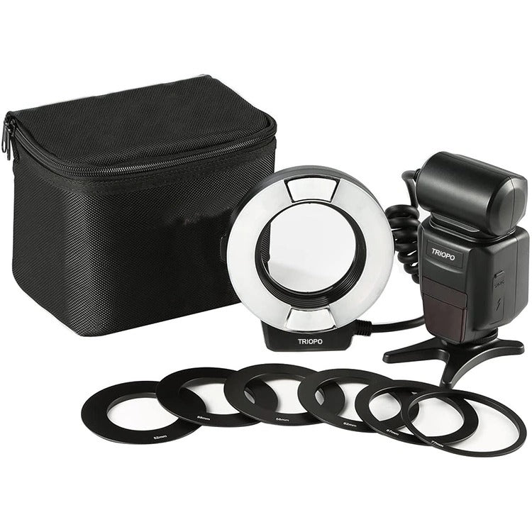 TRIOPO TR-15EX Macro Ring TTL Flash Light with 6 Different Size Adapter Rings For Nikon I-TTL (Black) - free shipping - PMC TechLife - Order now!