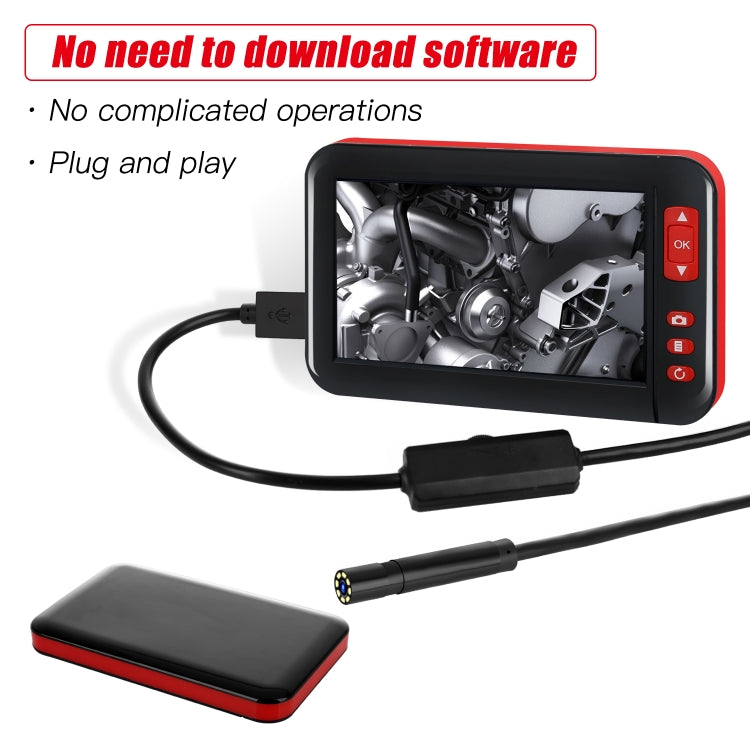P20 4.3 Inch Screen Display HD1080P Inspection Endoscope with 8 LEDs, Length: 5m, Lens Diameter: 8mm, Hard Line - by PMC Jewellery | Online Shopping South Africa | PMC Jewellery