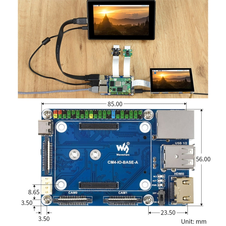 Waveshare Mini Base Board A for Raspberry Pi Compute Module 4