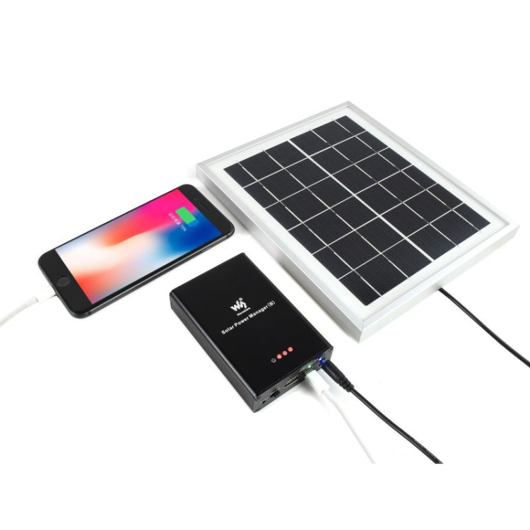 Waveshare Solar Power Manager, Embedded 10000mAh Li-Po Battery, Support 6V~24V Solar Panels (Black) - free shipping - PMC Jewellery - Order now!