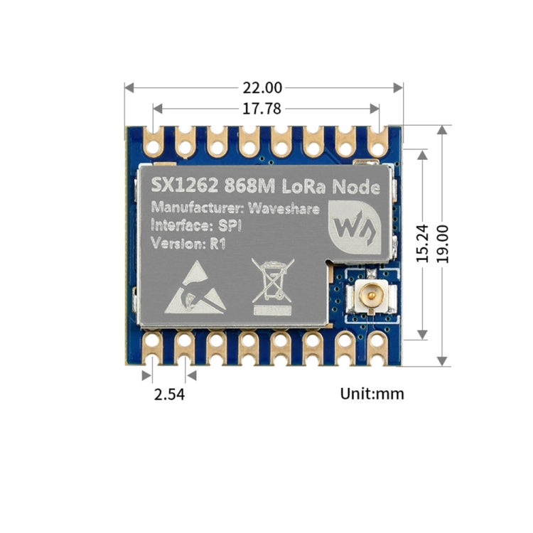 Waveshare Core1262-868M Anti-Interference SX1262 LoRa Module, EU868 Band - free shipping - PMC Jewellery - Order now!