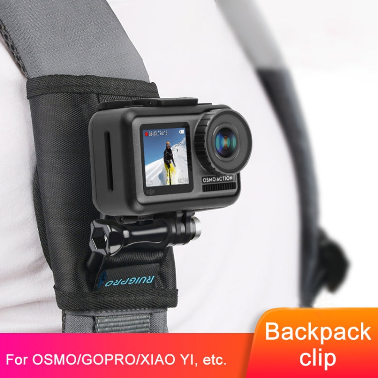 RUIGPRO Hook and Loop Fastener Backpack Rec-Mounts Clip Clamp Mount with Screw for GoPro HERO9 Black / HERO8 Black /7 /6 /5 /5 Session /4 Session /4 /3+ /3 /2 /1, DJI Osmo Action, Xiaoyi and Other Action Cameras(Black) - by RUIGPRO | Online Shopping South Africa | PMC Jewellery