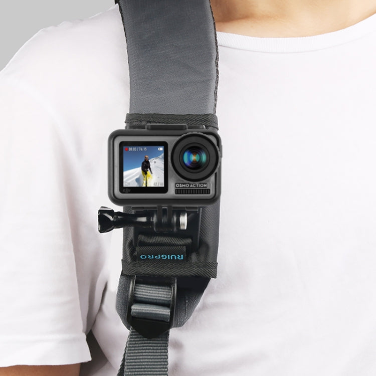 RUIGPRO Hook and Loop Fastener Backpack Rec-Mounts Clip Clamp Mount with Screw for GoPro HERO9 Black / HERO8 Black /7 /6 /5 /5 Session /4 Session /4 /3+ /3 /2 /1, DJI Osmo Action, Xiaoyi and Other Action Cameras(Black) - by RUIGPRO | Online Shopping South Africa | PMC Jewellery
