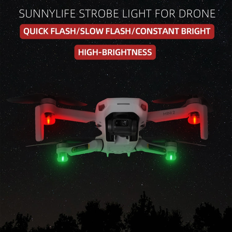 Sunnylife 2-Green + 2-Red Night Strobe LED Light Indicator Light for DJI Mavic 2 / Mini / Mavic Air 2 / FPV