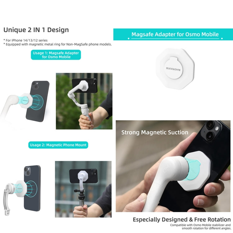 For DJI OM6 / 5 / 4 / 4 SE Sunnylife ZJ561 Magsafe Adapter Phone Holder (White) - by Sunnylife | Online Shopping South Africa | PMC Jewellery | Buy Now Pay Later Mobicred