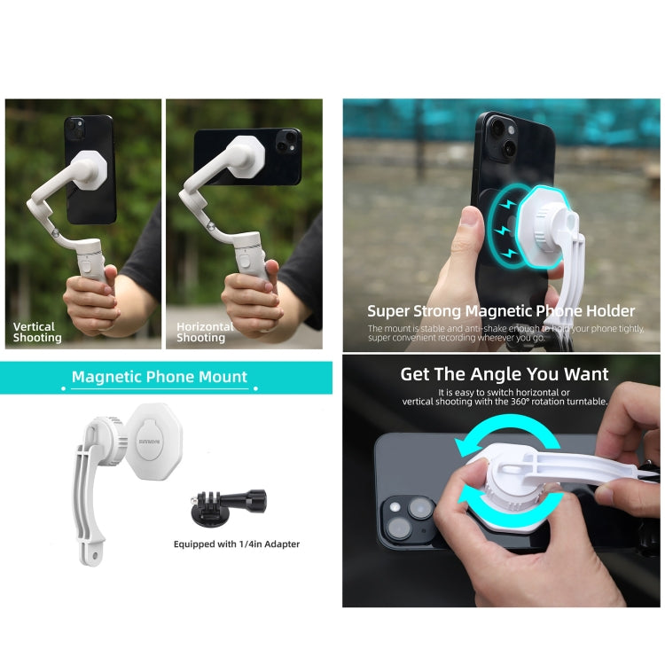 For DJI OM6 / 5 / 4 / 4 SE Sunnylife ZJ561 Magsafe Adapter Phone Holder (White) - by Sunnylife | Online Shopping South Africa | PMC Jewellery | Buy Now Pay Later Mobicred