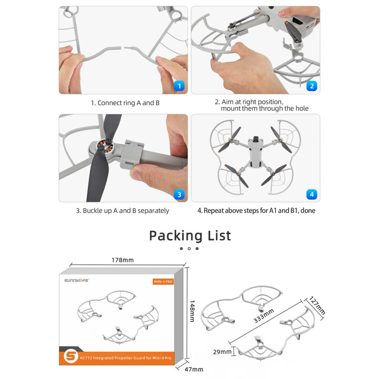 For DJI Mini 4 Pro Sunnylife N4P-KC712 Drone Propeller Protective Guard Anti-collision Ring (Grey) - Other by Sunnylife | Online Shopping South Africa | PMC TechLife | Buy Now Pay Later Mobicred
