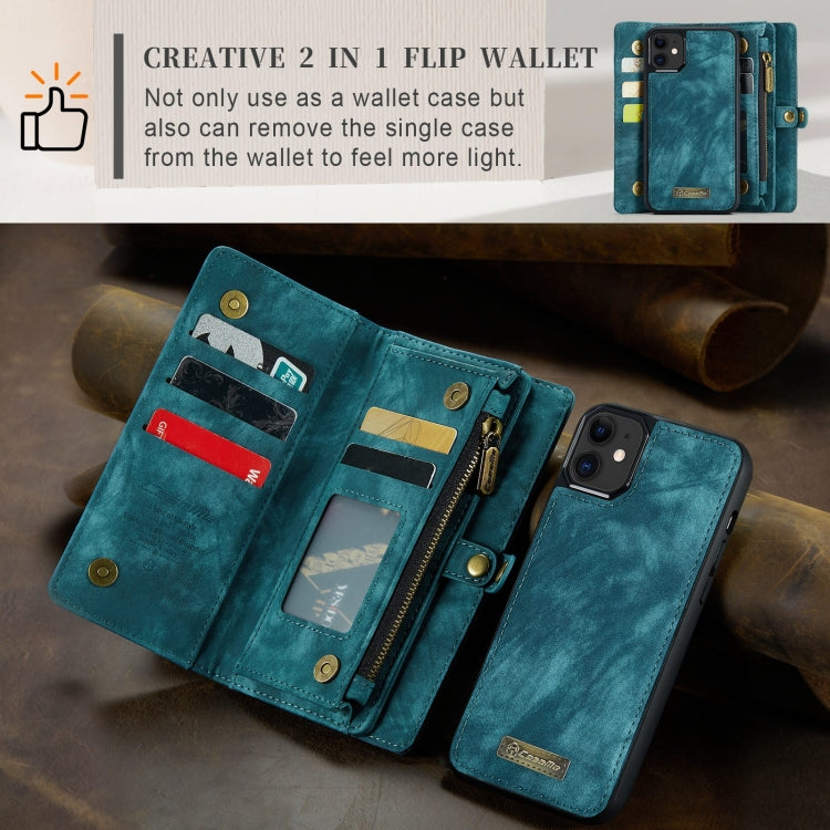 For iPhone 11 CaseMe-008 Detachable Multifunctional Horizontal Flip Leather Case with Card Slot & Holder & Zipper Wallet & Photo Frame (Blue)