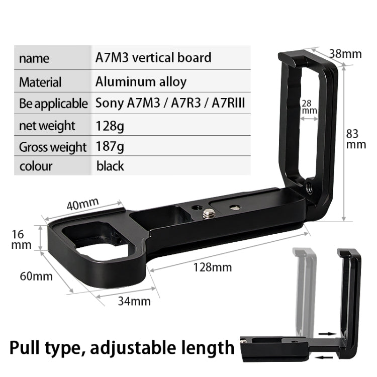 BEXIN A73 L-plate Camera Vertical Clapper for A7M3 A7III A7RIII Camera(Black)