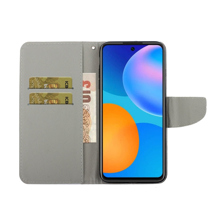 For Huawei P Smart 2021 / Y7a Coloured Drawing Pattern Horizontal Flip PU Leather Case with Holder & Card Slots & Wallet & Lanyard(Three Fluorescent Butterflies) - Huawei Cases by idewei | Online Shopping South Africa | PMC TechLife | Buy Now Pay Later Mobicred