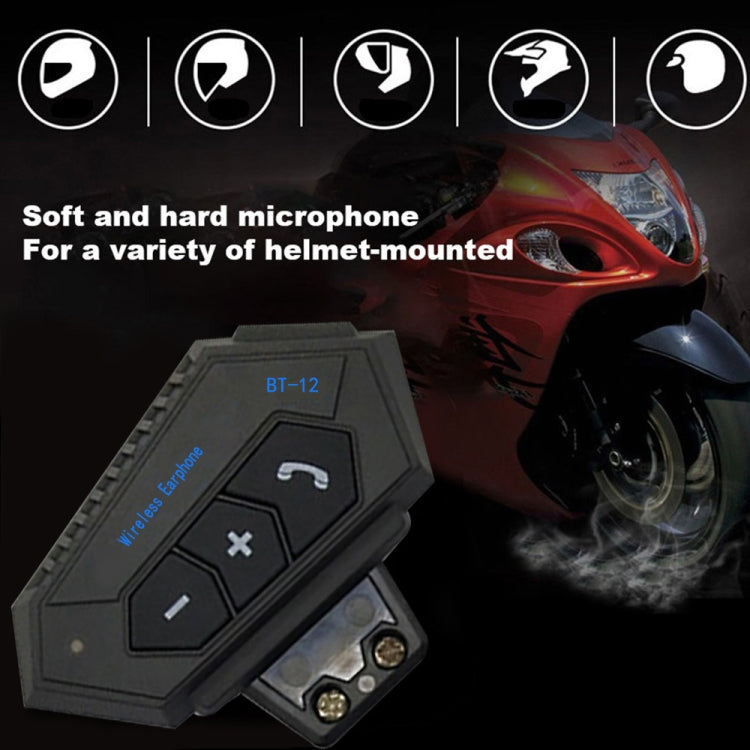 BT12 Motorcycle Helmet Bluetooth Headset Motorcycle Intercom Bluetooth Headset - Motorcycle Walkie Talkie by PMC Jewellery | Online Shopping South Africa | PMC Jewellery | Buy Now Pay Later Mobicred