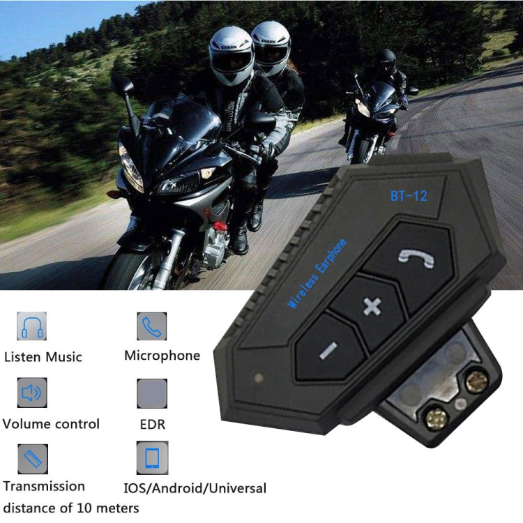 BT12 Motorcycle Helmet Bluetooth Headset Motorcycle Intercom Bluetooth Headset - Motorcycle Walkie Talkie by PMC Jewellery | Online Shopping South Africa | PMC Jewellery | Buy Now Pay Later Mobicred