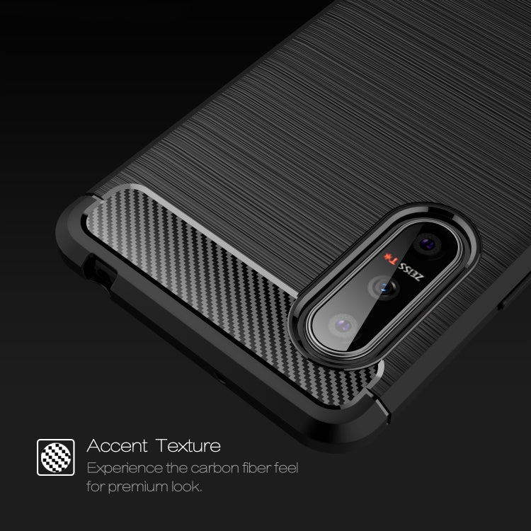 For Sony Xperia 5 II Brushed Texture Carbon Fiber TPU Case(Navy Blue)