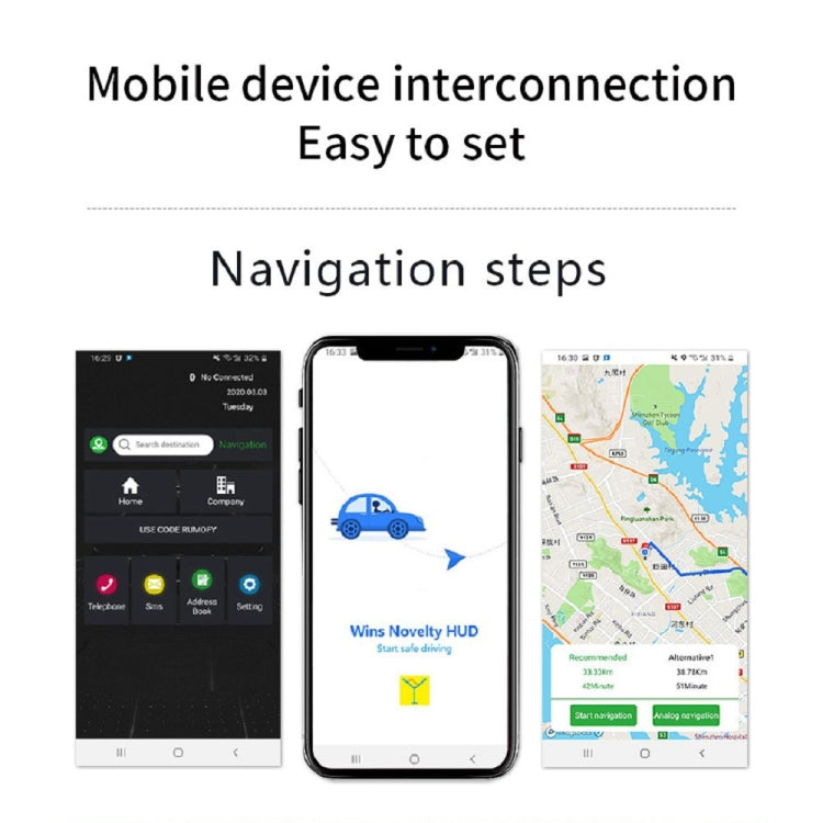 C3 OBD2 + GPS Mode Car Head-up Display HUD Overspeed / Speed / Water Temperature Too High / Voltage Too Low / Engine Failure Alarm / Fatigue Driving Reminder / Navigation Function - free shipping - PMC Jewellery - Order now!