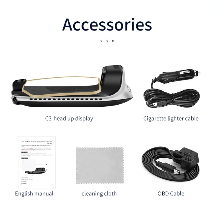 C3 OBD2 + GPS Mode Car Head-up Display HUD Overspeed / Speed / Water Temperature Too High / Voltage Too Low / Engine Failure Alarm / Fatigue Driving Reminder / Navigation Function - free shipping - PMC Jewellery - Order now!