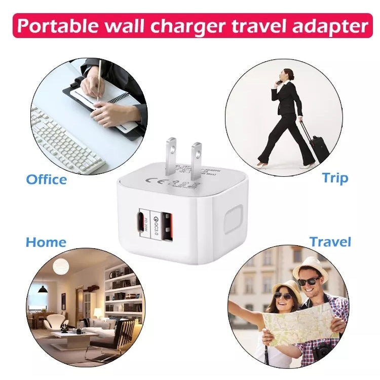YSY-6087 20W PD + QC 3.0 Dual Ports Travel Charger Power Adapter, EU Plug - USB Charger by PMC TechLife | Online Shopping South Africa | PMC TechLife | Buy Now Pay Later Mobicred
