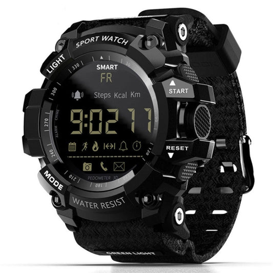 Lokmat MK16 LCD Screen 50m Waterproof Smart Watch, Support Information Reminder / Remote Camera / Walking Motion Monitor(Black) - free shipping - PMC Jewellery - Order now!