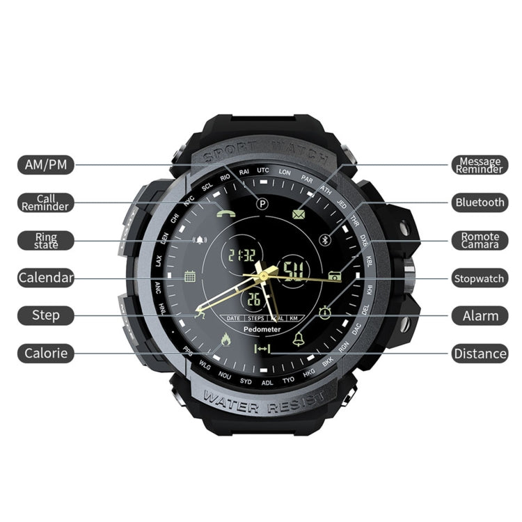 Lokmat MK28 1.4 inch FSTN Screen IP68 Waterproof Smart Watch, Support Information Reminder / Remote Camera / Sport Record(Black) - free shipping - PMC Jewellery - Order now!